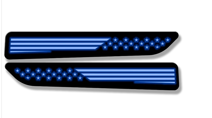 Billet LED Illuminated US Flag Hood Emblems 19-up Ram 1500 Sport - Click Image to Close